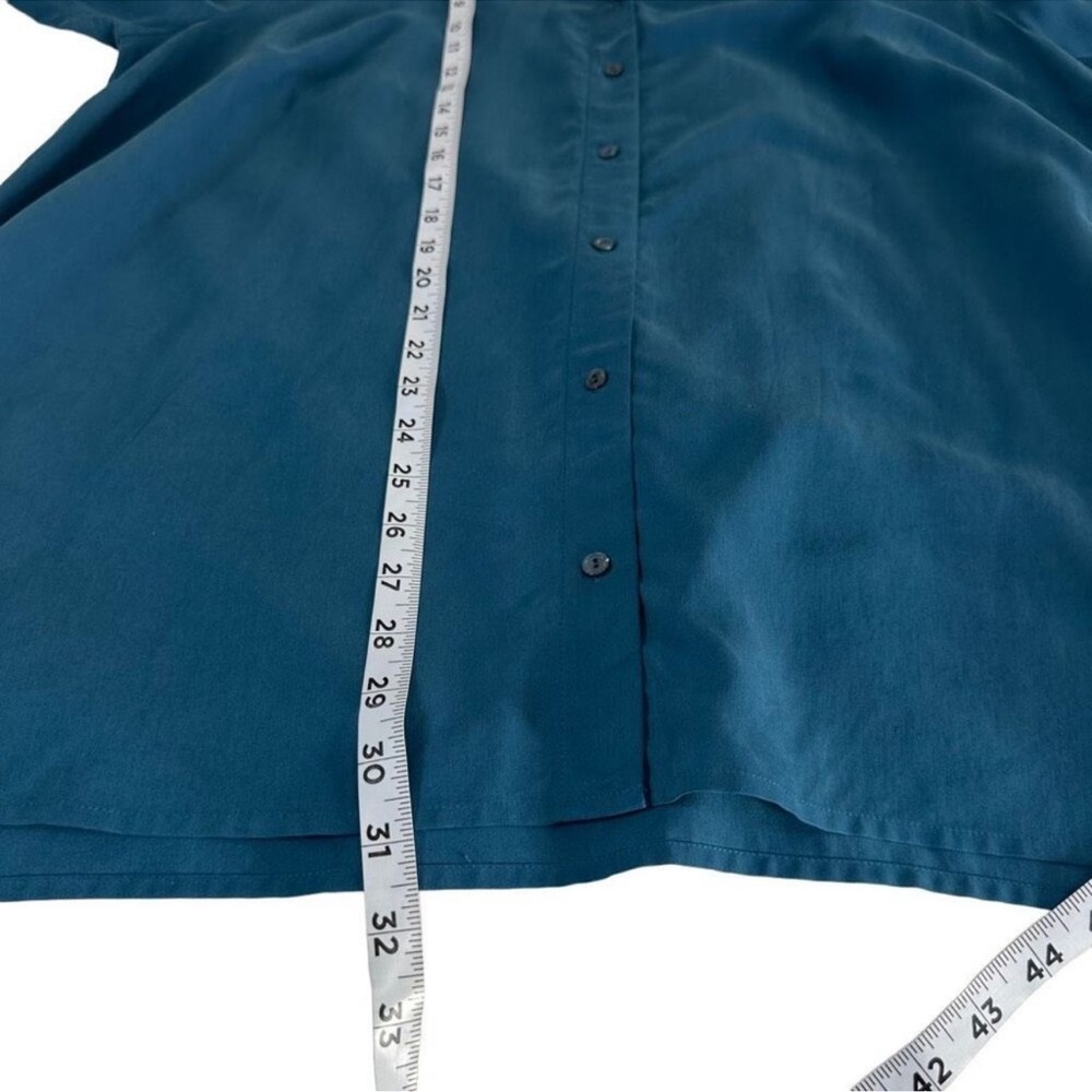 Eileen Fisher Blue Button Down Shirt with Notched Collar - Picture 9 of 13